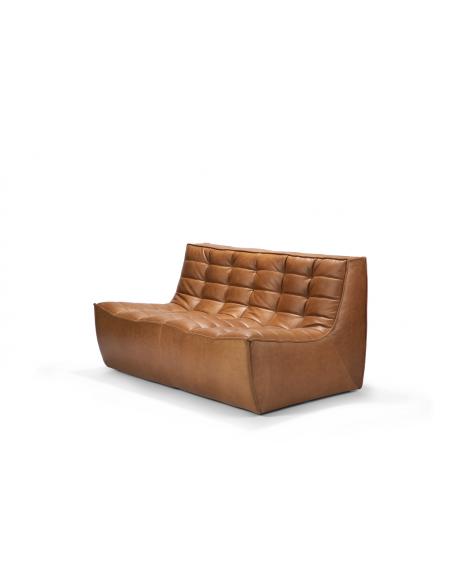 N701 SOFA - 2 seater - old saddle cognac leather 140 x 91 x 76