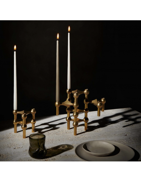STOFF Nagel candle holder set w/3 pcs, chrome, noir et doré