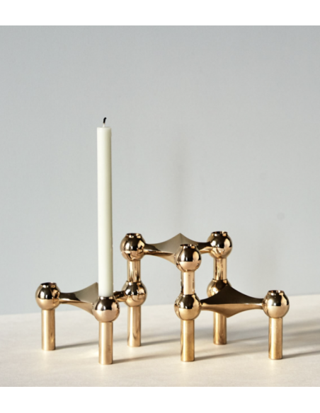 STOFF Nagel candle holder set w/3 pcs, Chrome, Black or Brass