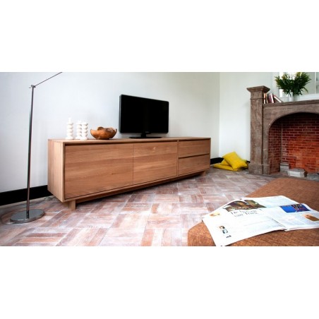 Chene Wave meuble TV-2 porte / 1 porte abattante / 1 tiroir-210-46-60cm-Nouveau