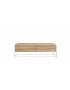 Chêne Monolit meuble TV - 1 tiroir - 1 porte abattante - Blanc 140 x 45 x 42