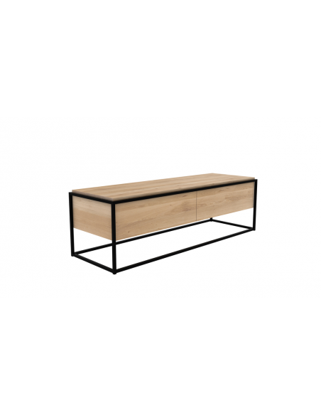 Chêne Monolit meuble TV - 1 tiroir - 1 porte abattante - Noir 140 x 45 x 42