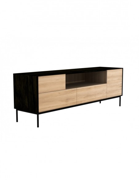 Chêne Blackbird meuble TV - 1 porte - 1 porte abattante - 2 tiroirs 180 x 45 x 61