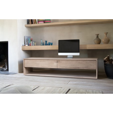 Chene Nordic meuble TV-1 porte abattante / 1 tiroir-120-46-45cm-Nouveau